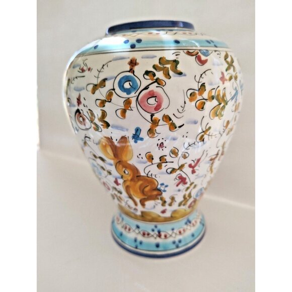 Hand Painted Ceramic Vase - Frazarte Portugal - 7" - 17th Century Style - Picture 1 of 12